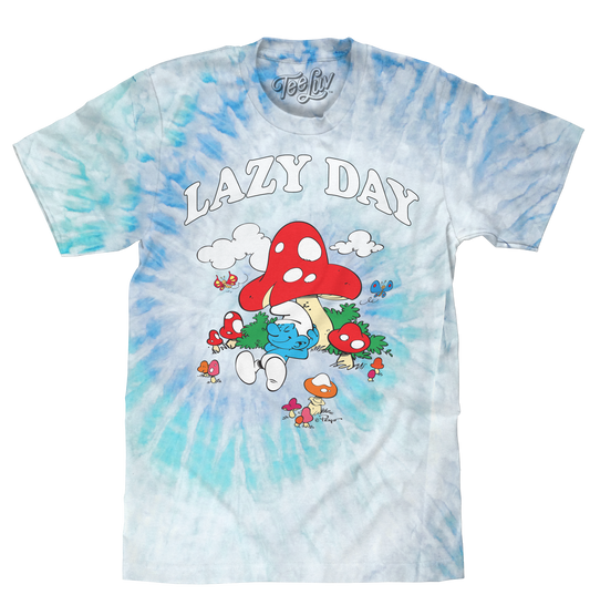 Lazy Smurf Tie-Dye Graphic Tee – Lagoon Edition